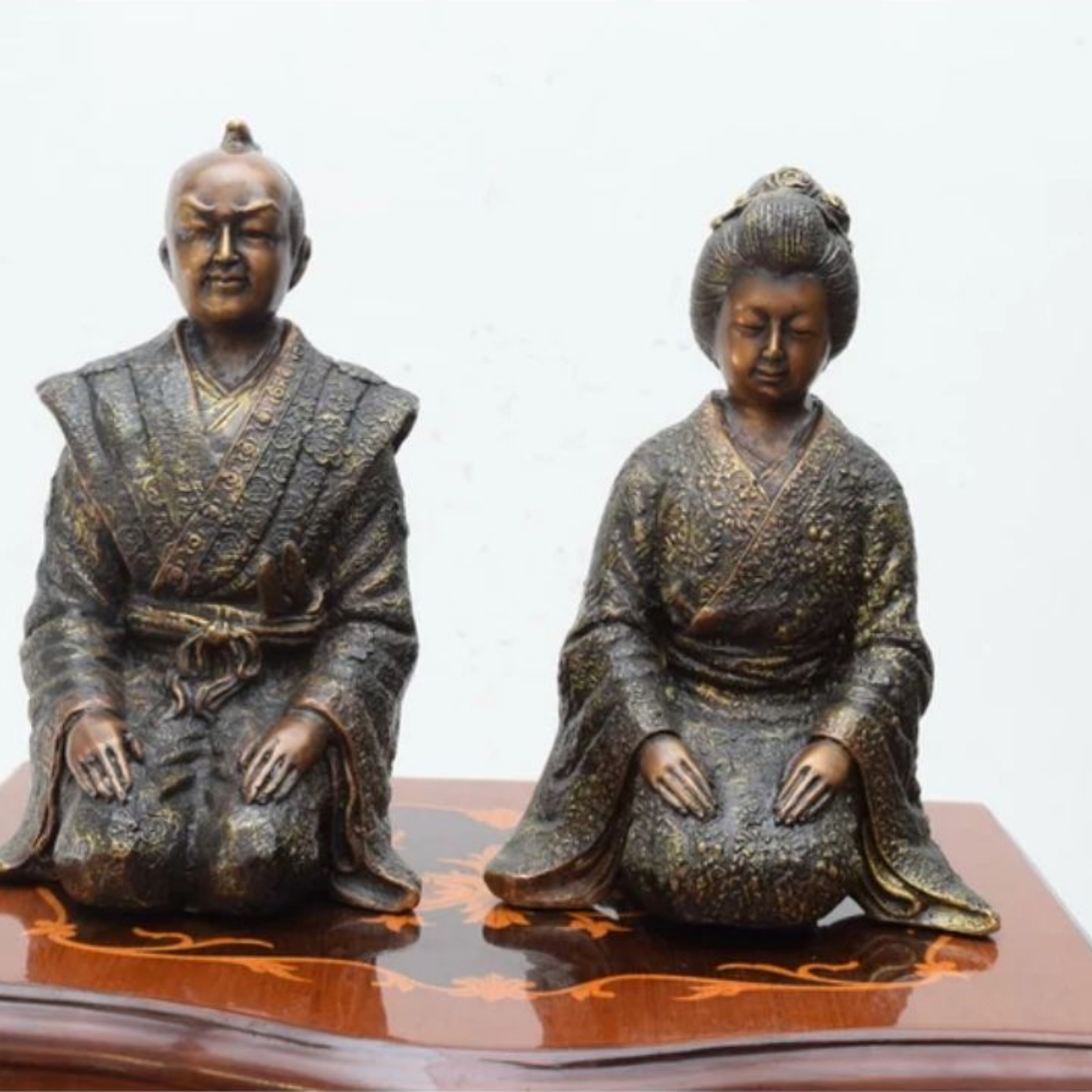 Untitled design (13) PAIR BRONZE JAPANESSE STATUES