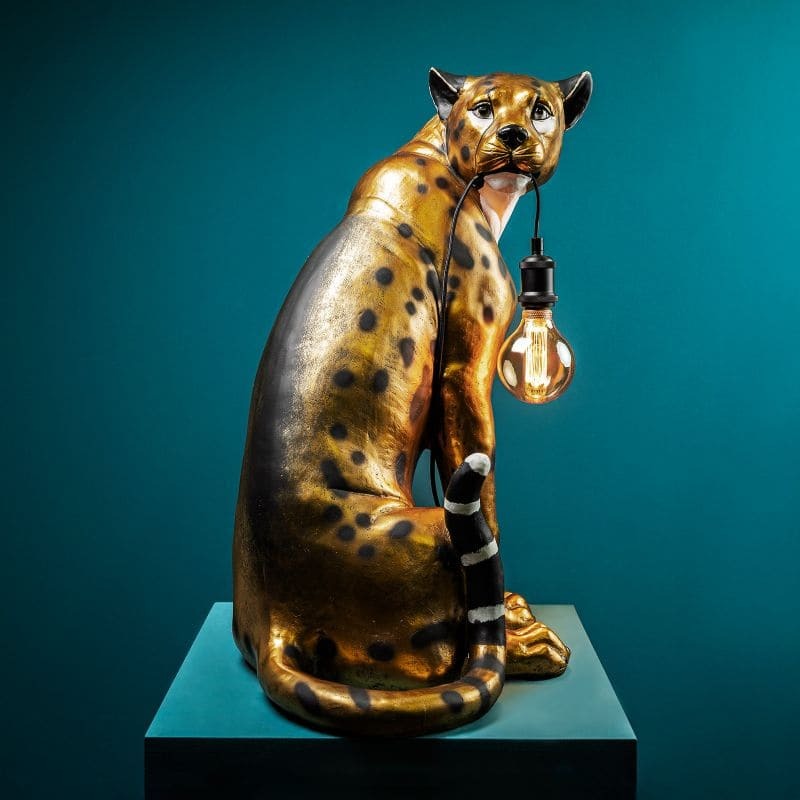 Gold leopard deco art lamp by Lume Art Gallery – polyresin and metal animal lamp with gold antique finish Gold leopard deco art lamp by Lume Art Gallery – polyresin and metal animal lamp with gold antique finish