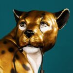 Floor Lamp Leopard Leopold Gold-Black Handpainted