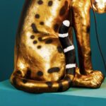 Floor Lamp Leopard Leopold Gold-Black Handpainted