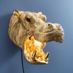 Hippopotamus Wall Lamp — animal lamp with gold finish for sculptural wall decor and decorative wall lights | Lume Art Gallery