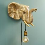 Gold Elephant Jumbo Wall Lamp — sculptural elephant lamp sale and decorative wall light with rich gold finish by Lume Art Gallery