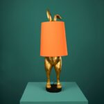 Rabbit Lamp Gold-Orange — sculptural animal table bunny lamp with warm ambient glow by Lume Art Gallery