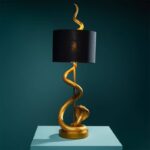 Gold Snake Table Lamp — sculptural gold animal lamp, 79.5 cm. One of the gold table lamps by Lume Art Gallery