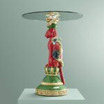 Side Table Leopard with Cockatoo Multicolored