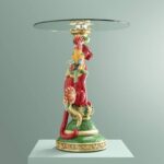 Side Table Leopard with Cockatoo Multicolored
