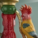 Side Table Leopard with Cockatoo Multicolored