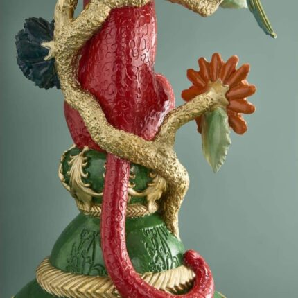 Side Table Leopard with Cockatoo Multicolored