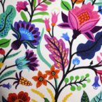 Velvet Armchair with Floral Design Adventure Multicolored
