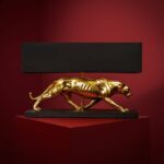 Table Lamp Panther Baghiro God-Black — sculptural animal lamp with rectangular black shade, 60.5 cm wide art sculpture for modern living rooms and entryways
