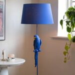 BOLD BLUE PARROT FLOOR LAMP WITH SHADE