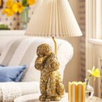 The Icon Table Lamp Dog Edition Poodle — sculptural gold dog lamp and metal animal lamp with geometric poodle silhouette, E26 socket, ideal as a gold table lamp for modern living rooms