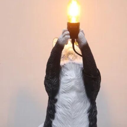 Maine Coon Cat Table Lamp — one of the white and black table lamps, 26 inches tall, plug-in deco art lamp for modern living room and entryway decor