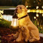 SOLAR DOG LIGHTS OUTDOOR WATERPROOF GARDEN DECOR SOLAR-POWERED LAWN LAMP