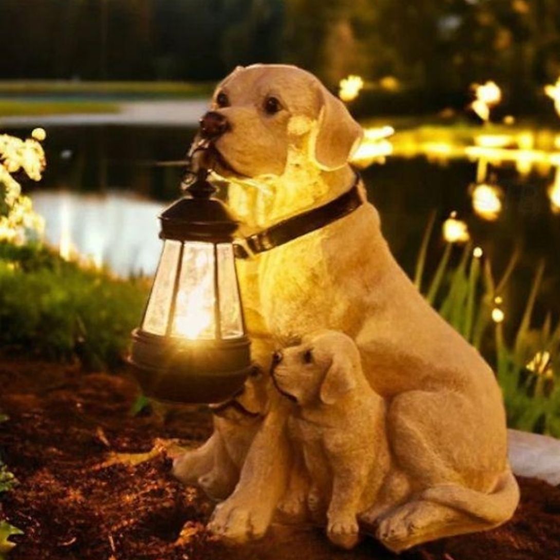 1 SOLAR DOG LIGHTS OUTDOOR WATERPROOF GARDEN DECOR SOLAR-POWERED LAWN LAMP