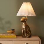 The Icon Table Lamp Dog Edition Lab — sculptural dog lamp in metal with white cotton cord, E26 socket, ideal as an animal lamp for entryway decor