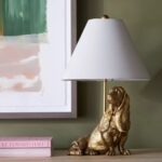 The Icon Table Lamp Dog Edition Hound — sculptural dog lamp and metal animal lamp with white cord, E26 socket, ideal as a modern living room lamp