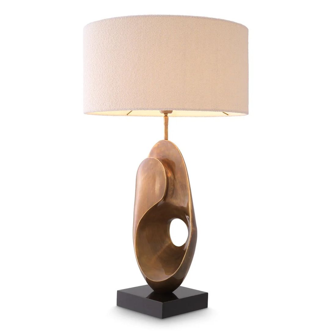 1 DANCONA TABLE LAMP AND SHADE VINTAGE BRASS