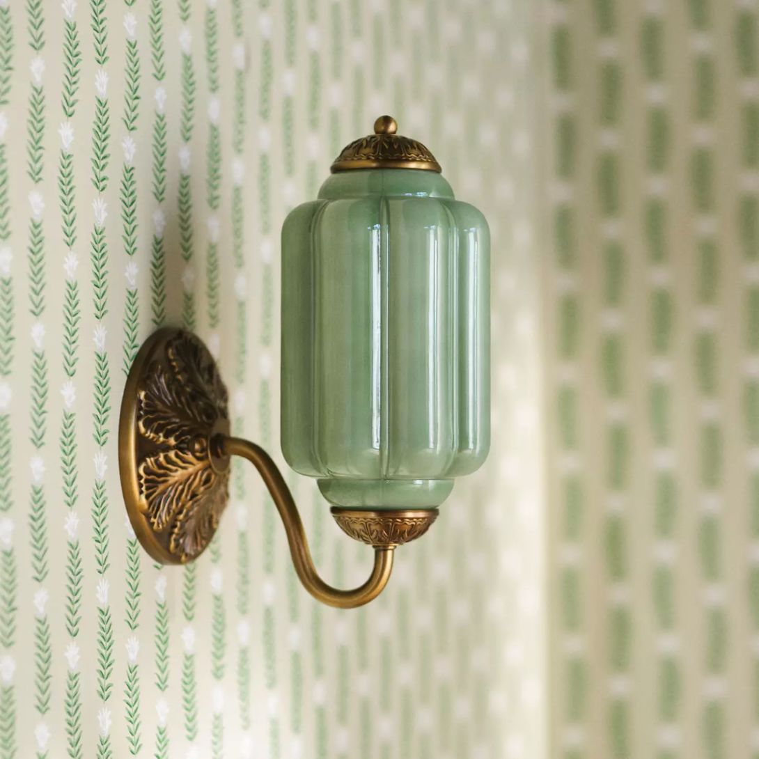 1 THE ELOISE SCALLOP MILK GLASS SCONCE WALL LIGHT GREEN