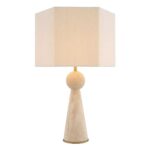NOVAK TABLE LAMP AND SHADE TRAVERTINE