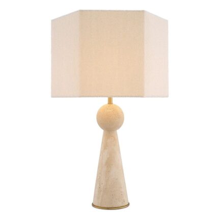 NOVAK TABLE LAMP AND SHADE TRAVERTINE