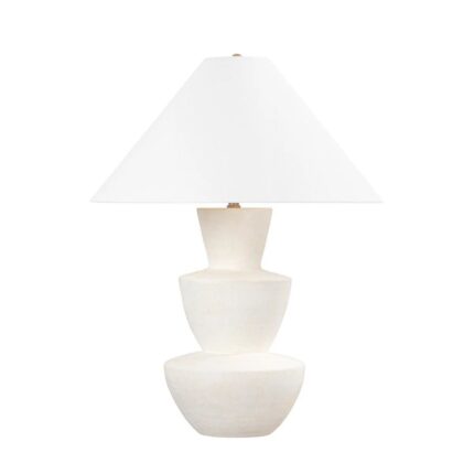 KAMAS 1 LIGHT TABLE LAMP PATINA BRASS AND CERAMIC TEXTURED IVORY