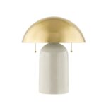GAIA 2 LIGHT TABLE LAMP AGED BRASS AND WHITE