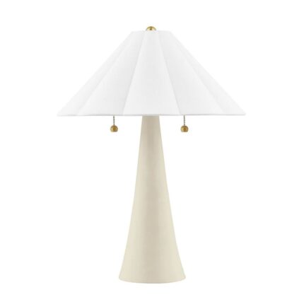 ALANA 2 LIGHT TABLE LAMP AGED BRASS AND CERAMIC ANTIQUE IVORY