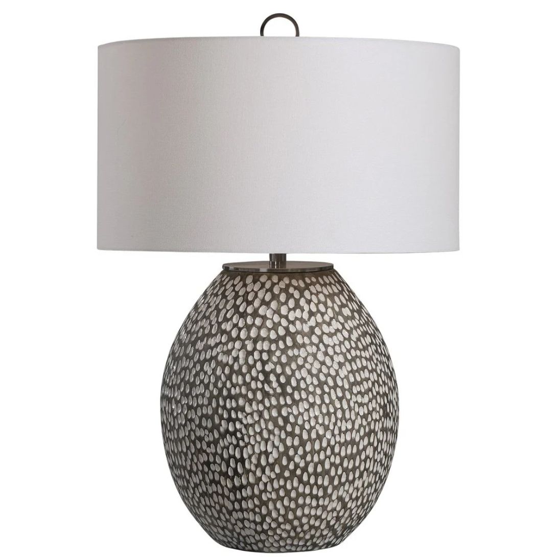 1 CYPRIEN TABLE LAMP GREY AND WHITE