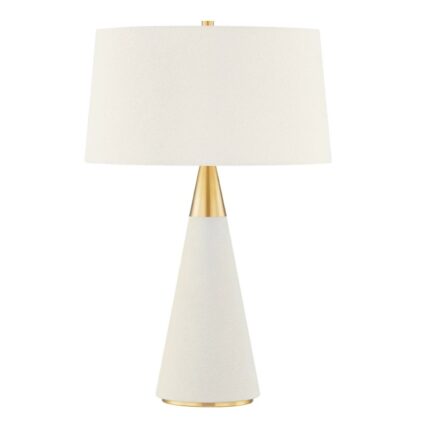 JEN 1 LIGHT TABLE LAMP AGED BRASS AND CREAM LINEN