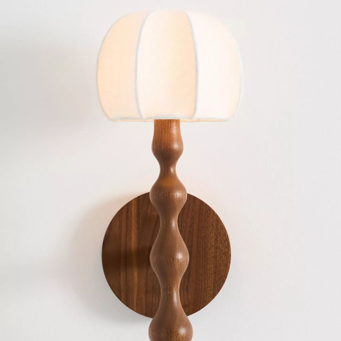 1 LALA REIMAGINED WOOD SHADED SCONCE BROWN