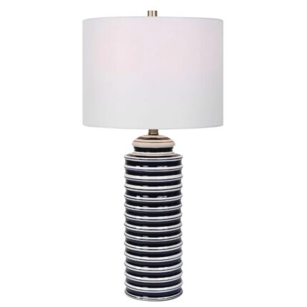 RIBBED TABLE LAMP BLACK AND WHITE