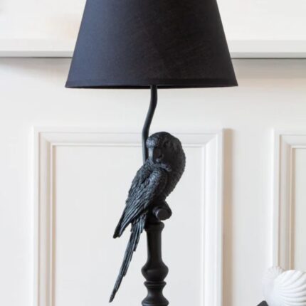 BLACK PARROT TABLE LAMP WITH LAMP SHADE
