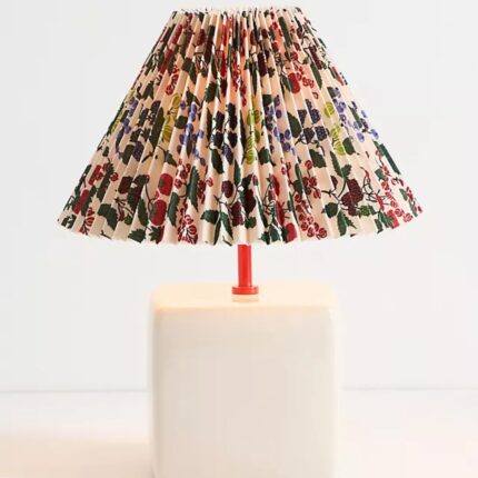 Sommer printed white ceramic lamp — modern living room lamp and entryway lamp by Lume Art Gallery.