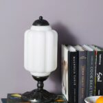 THE ELOISE SCALLOP MILK GLASS TABLE LAMP WHITE BLACK