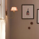 LEE RUCHED PRINTED SHADE BRASS SCONCE RED FLORAL PRINT