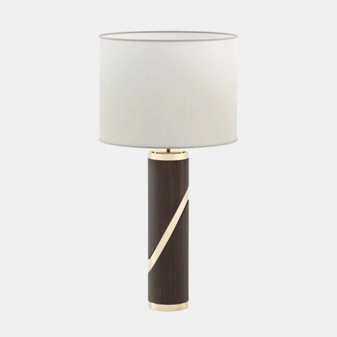 1 SMOKED EUCALYPTUS CYLINDRICAL TABLE LAMP