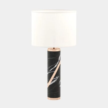 NERO MARQUINA MARBLE CYLINDRICAL TABLE LAMP