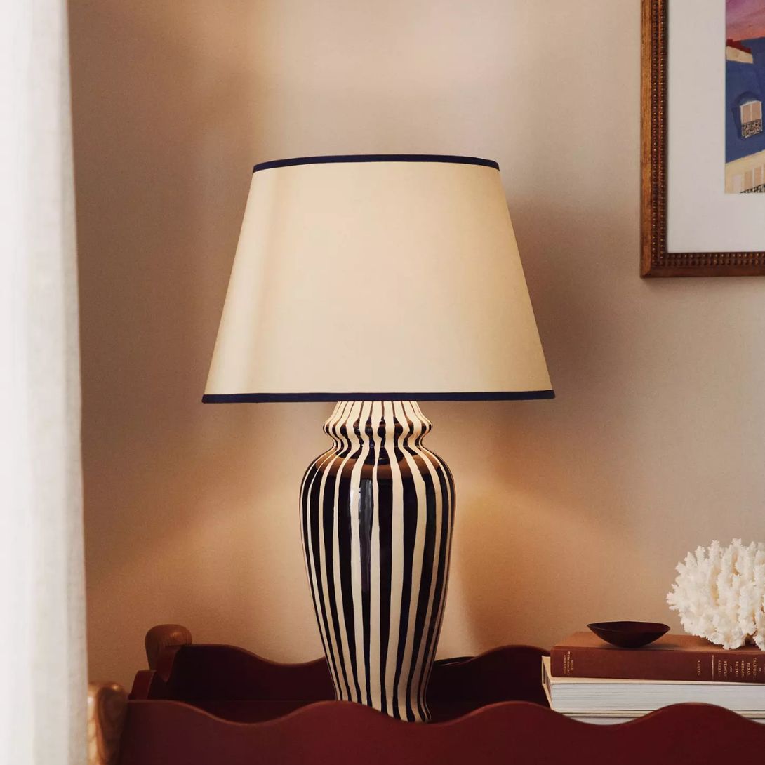 1 POOKY THE LOTTIE STRIPED CERAMIC TABLE LAMP
