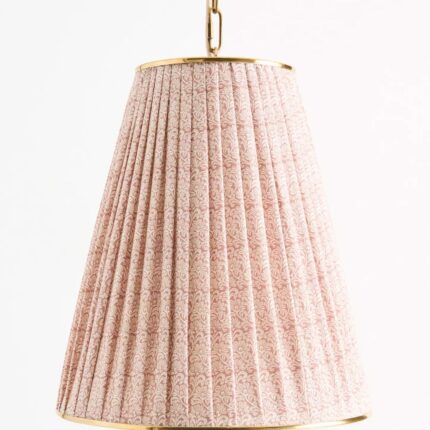 Lee Ruched Vintage Brass Pendant Light Pink Floral - articulating tall pendant lamp for elegant home lighting