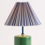 SOMMER PRINTED PLEATED EMPIRE SHADE CERAMIC TABLE LAMP GREEN