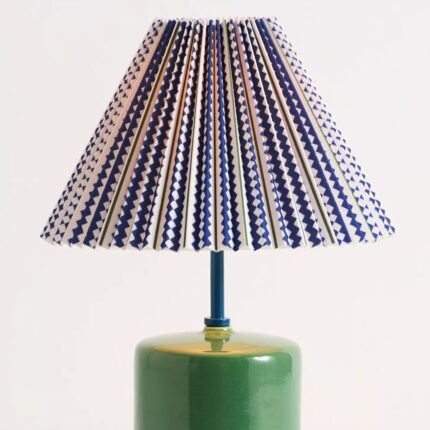 SOMMER PRINTED PLEATED EMPIRE SHADE CERAMIC TABLE LAMP GREEN