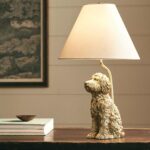 The Icon Table Lamp Dog Edition Doodle — antique gold polyresin dog lamp and sculptural animal lamp, ideal as a gold table lamp for modern living room decor