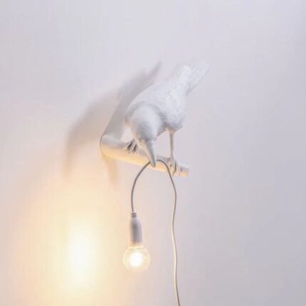 ITALIAN WHITE RAVEN BIRD WALL LAMP