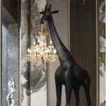 UNIQUE GIRAFFE SCULPTURE NOVELTY FLOOR LAMP 105 BLACK