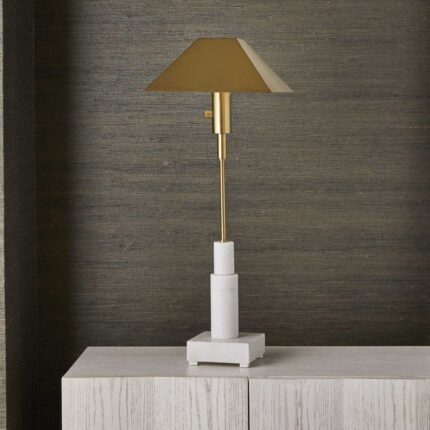 BLACK LABEL TELESCOPE BUFFET LAMP WHITE MARBLE AND BRASS