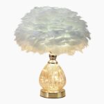 FEATHER TABLE LAMP CUTE FURRY PINK