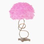 FEATHER TABLE LAMP NORDIC STYLE SPIRAL ROSE RED