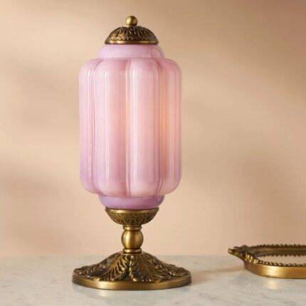 THE ELOISE SCALLOP MILK GLASS TABLE LAMP LAVENDER
