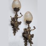 PAIR ANTIQUE VINTAGE OLD ART DECO NOUVEAU BRASS MERMAID WALL SCONCES LIGHT LAMP